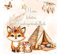 Meine liebsten Kindergartenfreunde - ein Freundebuch zum Ausfüllen und Ausmalen: Boho-Waldtiere