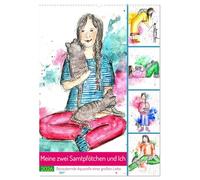 Meine zwei Samtpfötchen und Ich - Bezaubernde Aquarelle einer große Liebe (Wandkalender 2026 DIN A2 hoch), CALVENDO Monatskalender: Liebevoll gemalte Aquarelle einer Katzenmama