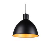 meineWunschleuchte a sospensione in stile industriale con paralume in metallo, diametro 30 cm, colore nero opaco e interno oro