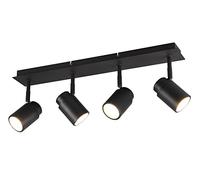 meineWunschleuchte Faretto da soffitto a 4 luci, in metallo nero opaco, larghezza 52 cm