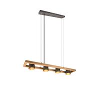 meineWunschleuchte Lampadario a sospensione a 4 luci con travi in legno e faretti orientabili, larghezza 100 cm