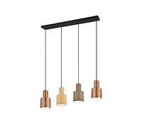 meineWunschleuchte Lampadario a sospensione a 4 luci, in metallo nei toni | Larghezza: 87 cm, con 4 LED E27, dimmerabile, stile retrò, da appendere sopra il tavolo da pranzo e l'isola della cucina