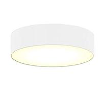 Plafoniera rotonda senza tempo con luce a LED, paralume in tessuto bianco, Ø 50 cm e copertura satinata per illuminazione antiriflesso