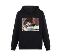 meiningjing Simply Red Picture Book Vinyl CD Cover Hoodies Long Sleeve Pullover Loose Hoody Sweatershirt Black 3XL