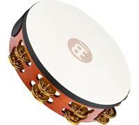 Meinl Percussion TAH2B-AB - Tamburello in legno con testa di pelle e doppia fila di sonagli in ottone nel telaio, diametro: 25,40 cm (10''), colore marrone