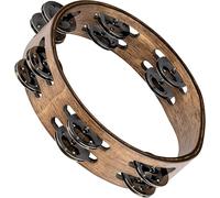 Meinl Percussion CTA2WB, Tamburello in legno, con sonagli in acciaio INOX, su 2 file, Diametro 20.3 cm, 8'', marrone noce