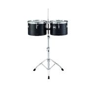 Meinl Percussion Marathon Turbo Timbales - 2 Tamburi da 14 e 15 Pollici - Con Stand Inclinabile - Steel, Black (MTT1415BK)