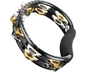 Meinl Percussion Traditional Tambourine, Handheld Half-Moon Shape with Synthetic Frame - NOT Made in China - Double Row Dual Alloy Jingles, 2-Year Warranty, Black (TMT1M-BK)
