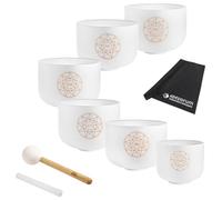 Meinl SOLCSBSET Sonic Energy Crystal Singing Bowl Solfeggio Set + battita/grattugio/6 anelli in silicone + panno in microfibra Keepdrum