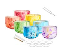 Meinl Sonic Energy MCSBSETCHA Crystal Singing Bowl Set di campane tibetane Chakra colorate con diapason Keepdrum