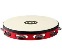 Meinl Percussion TAH1BK-R-TF - Tamburello in legno con testa di pelle e fila singola di sonagli d'acciaio nel telaio, diametro: 25,40 cm (10''), colore rosso