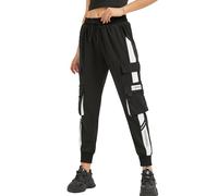 MEINVQIAOTI Pantaloni Cargo Neri per Le Donne Dritto Hip-Hop e Sottile Casual Techwear Donne Pantaloni Larghi(Black,M)