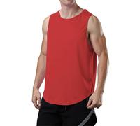 meioro Canotta Mesh Uomo Canottiera Senza Maniche ad Asciugatura Rapida, Allenamento da Palestra per Maglie Sportivo Canotte da Corsa, Fitness Vest per la Bodybuilding Running Sportiva (Rosso Puro,S)