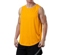meioro Canotta Mesh Uomo Canottiera Senza Maniche ad Asciugatura Rapida, Allenamento da Palestra per Maglie Sportivo Canotte da Corsa, Fitness Vest per la Bodybuilding Running Sportiva (Arancione,XL)