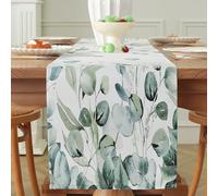 meioro Chemin de Table En Feuilles d'Eucalyptus Vertes, 30x180cm Chemin De Table Saisonnier, Nappe de Mariage Printemps-Été Pour La Cuisine, La Salle à Manger et Les Fêtes Décoration de Table