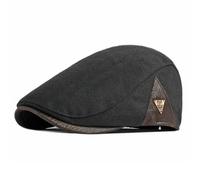 meioro Coppola Uomo Basco Piatto in Cotone Berretto Invernale Scozzesi Cappello Peaky Blinders Gatsby Vintage Elegante Classico Cappelli Elegante Estivo Visiera Regolabile Flat cap per Tempo（Nero）