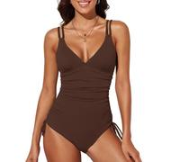 meioro Costume da Bagno da Donna per la Pancia con Collo a V Push Up, Costume da Bagno Dimagrante per Le Donne, Costumi da Bagno a Vita Alta con Coulisse Costume da Bagno Vintage per Le Donne