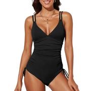 meioro Costume da Bagno da Donna per la Pancia con Collo a V Push Up, Costume da Bagno Dimagrante per Le Donne, Costumi da Bagno a Vita Alta con Coulisse Costume da Bagno Vintage per Le Donne