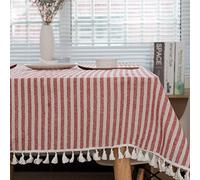 meioro Tovaglia A Strisce Tovaglie Rettangolare Tablecover in lino Tablecloth nappa a righe Adatto per Interni ed Esterni (Strisce rosse/bianche, 100×140cm)