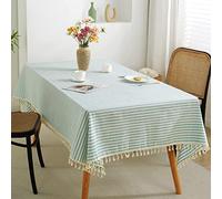 meioro Tovaglia Rettangolare Tovaglie di Lino a Righe Copritavolo con Nappe Antipolvere Protezione Desktop Tovaglia Lavabile Applicabile Alla Decorazione Della Tavola e Della Cucina
