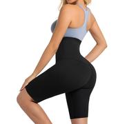 Meiosuns Pantaloncini Sauna Dimagranti Donna Cinque Punti di Tessuto a Rippio Elastic e con Bottoni Regolabili vita alta termico per sudorazione accelerata perdita di peso ideali per yoga(L-Blu)