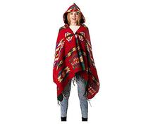 MeiPing Poncho Donna Vintage Inverno Etnico Sciarpa a Quadri Elegante Boho Hippie Scialli con Frange Nappa Mantello Scialle Oversize Stole