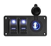 Meipire Impermeabile Car Switch Panel 2 Interruttore a levetta + Fessura per accendisigari da incasso per auto, barca, camion, camper, caravan