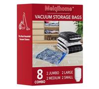 MEIQIHOME Set da 8 Sacchetti Sottovuoto con Pompa Elettrica - 2 Jumbo, 2 Large, 2 Medium, 2 Small - Sacchetti Compressione per Casa e Viaggio
