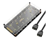 MEIRIYFA 5V 3PIN ARGB Splitter HUB, 1 a 10 Vie LED Fan HUB Controller con 50CM Prolunga Cavo di Estensione/Cavo di Alimentazione SATA Adattatore per PC ARGB Fan Cooler