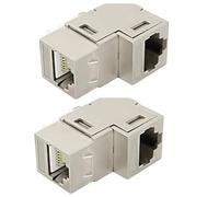 MEIRIYFA Accoppiatore Ethernet RJ45, 10 Gbps 90 gradi Cat6 A RJ45 femmina a femmina, adattatore Ethernet Keystone Jack, connettore di rete LAN per Cat6A, Cat6, Cat5e, Cat5 (2 pezzi, argento)
