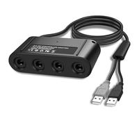 MEIRIYFA Adattatore controller per GC, compatibile con Switch Super Smash Bros NGC Adattatore per WII U/PC USB & Switch con 4 porte/Turbo e caratteristiche di vibrazione