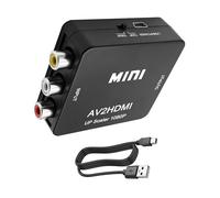 MEIRIYFA Adattatore convertitore da RCA a HDMI, 1080P AV a HDMI, supporto unidirezionale PAL/NTSC con cavo di alimentazione USB per PC, laptop, TV, VHS, VCR, DVD (nero)