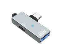 MEIRIYFA Adattatore da USB C a USB 3.0 2 in 1 OTG ad angolo retto tipo C maschio a USB C femmina + USB 3.0 femmina 5 Gbps convertitore con PD 100 W porta di ricarica per laptop Tablet Phones