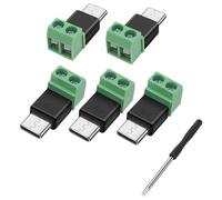 MEIRIYFA Adattatore di collegamento a vite USB tipo C, spina USB C a 2 pin, blocco di collegamento 5 V, 1,5 A, per riparazione, ricarica di corrente fai da te, 5 pezzi