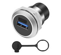 MEIRIYFA Adattatore per pannello USB 3.0, presa USB di tipo A su presa Pass Through Round Connector con tappo per acqua/polvere (5 Gbps, argento)