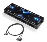 MEIRIYFA ARGB PWM Controller Hub 12V 4Pin PWM & 5V 3Pin ARGB con SATA Power 2 in 1 Hub 8 vie PC Case Controller per LED Computer