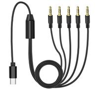 MEIRIYFA Cavo audio AUX da USB C a 3,5 mm, 5 in 1 tipo C a 3,5 mm, spina TRS, cavo stereo per smartphone, tablet, laptop, amplificatore, altoparlante (5 connettori da 3,5 mm, 0,5 m)