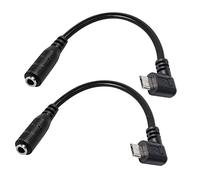MEIRIYFA Cavo Audio da Micro USB a AUX 3,5 mm, Set 2 Pezzi, Adattatore Angolo Retto 1/8" Femmina a Micro USB 5 Pin per Cuffie Active Clip Mic - 15 cm