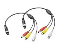 MEIRIYFA Cavo AV, presa aeronautica a 4 pin a RCA maschio AV, confezione da 2 pezzi M12 4 pin femmina a doppia 2 RCA femmina e DC 5,5 x 2,1 mm, cavo di prolunga impermeabile per auto backup telecamera