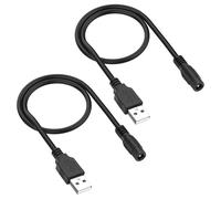 MEIRIYFA Cavo di ricarica da USB 2.0 A a DC 5,5 x 2,1 mm, DC 5,5 mm x 2,1 mm femmina a USB tipo A, cavo di ricarica per laptop, PC, iPhone, DVD Player (2 pezzi, 0,3 m)