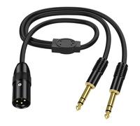 MEIRIYFA Cavo splitter da XLR a Dual 6,35 mm, 1/4", TRS Y, XLR 3 pin maschio a doppio connettore TRS da 6,35 mm, microfono stereo, cavo audio per chitarra amplificatore mixer (nero, 0,5 m)