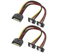 MEIRIYFA Cavo splitter SATA a 15 pin Power Y, SATA a 15 pin maschio a doppia presa, adattatore ad angolo retto, alimentatore di rete 18 AWG per dischi rigidi, SATA, HDD, SSD (2 pezzi, 20 cm)
