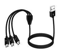 MEIRIYFA Cavo splitter USB a micro USB, 3 in 1 USB 2.0 A maschio a tre micro USB maschio Sync cavo di ricarica (nero, 1 m)