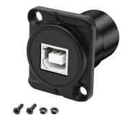 MEIRIYFA Connettore da USB B a pannello A, connettore di montaggio a D, tipo da USB 2.0 tipo B a presa USB-A, convertitore adattatore per PC portatile stampante scanner (nero)