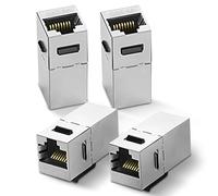 MEIRIYFA Connettore in linea RJ45 Cat 6A schermato, Ethernet Cat 6A femmina a femmina Keystone Jack 10 Gbps 8P8C connettore modulare dritto per cavo di rete Cat6A/6/5e/5, 4 pezzi, argento (Cat 6A)