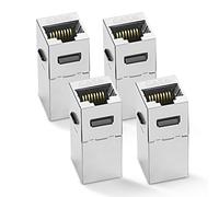 MEIRIYFA Connettore Inline schermato RJ45 Cat6, Ethernet Cat 6 femmina a femmina Keystone Jack 1000Mbps 8P8C connettore modulare dritto per cavo di rete Cat6A/6/5e/5, 4 pezzi, argento