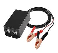 MEIRIYFA Convertitore DC con batteria a coccodrillo e adattatore di ricarica USB, adattatore di ricarica per moto, DC 12 V 24 V a 5 V 3 A, 4 porte USB multiporta, caricabatterie rapido per telefoni e