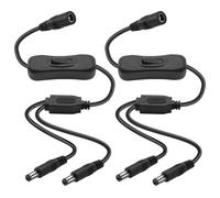 MEIRIYFA DC 5521 Y, cavo di alimentazione splitter, DC 5,5 mm x 2,1 mm, 1 presa a 2 connettori Y, cavo di prolunga con interruttore per telecamere di sicurezza CCTV, strisce LED, ecc. (2 pezzi, 48 cm)