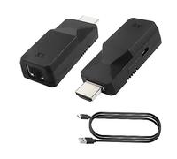 MEIRIYFA Extender HDMI, adattatore Ethernet RJ45 a HDMI Ripetitore su cavo LAN Cat5e/6 Trasmettitore e ricevitore 1080p fino a 60m da display per HDTV, PC, DVD (1 coppia)