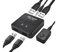 MEIRIYFA Interruttore USB 2.0 Splitter USB 2 in 2 Out Selettore interruttore USB-A 2 computer Condividi 2 dispositivi USB per stampante, tastiera, scanner, mouse con 2 cavi USB e controller desktop